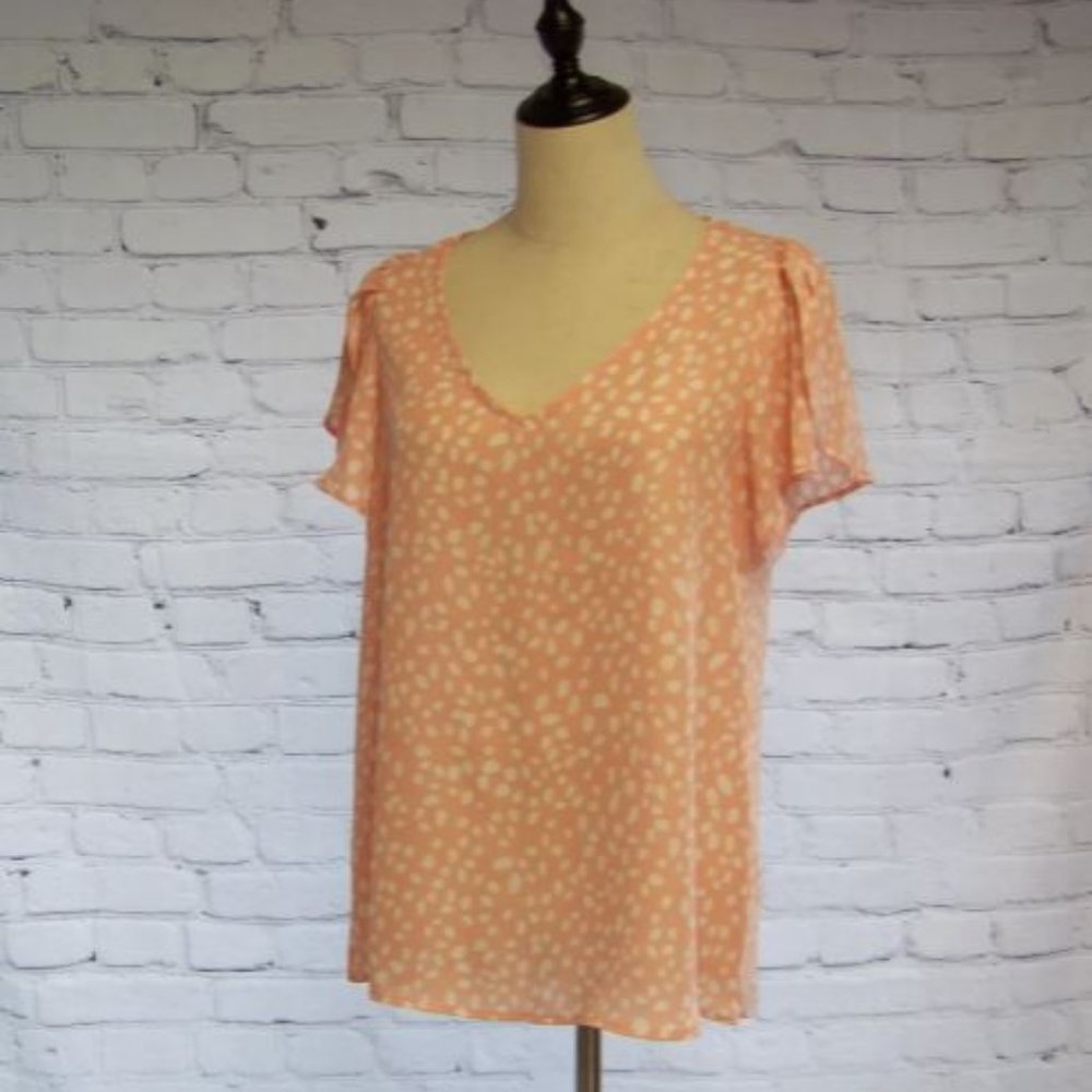 Tulip Sleeve V-Neck Top - Blush Pink - Small, Medium, Large